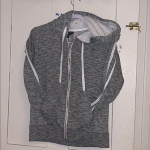 Grey sweatshirt white stripe